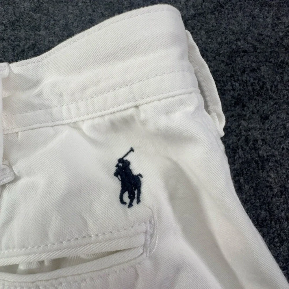 Polo Ralph Lauren Mens White Chino Shorts Size 34 Cotton Twill Flat Front EUC